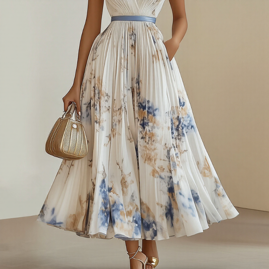 Lena | Damen Maxikleid elegant modern plissiert