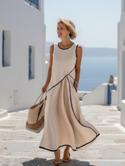 SOLEIA | MAXIKLEID MIT RUNDHALSAUSSCHNITT