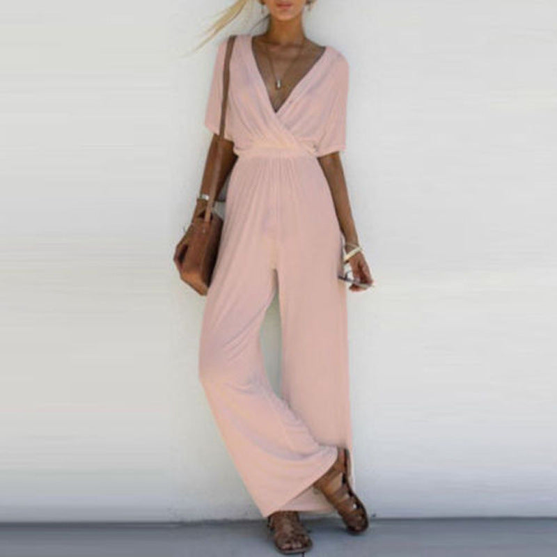 Tine- Jumpsuit mit überkreuztem Ausschnitt und weitem Bein