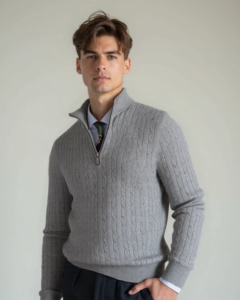 JAN™ | ZIP-PULLOVER MIT MUSTER