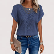 Top Damen | Spitzendetail & Waffelstruktur