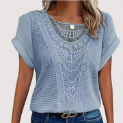 Top Damen | Spitzendetail & Waffelstruktur