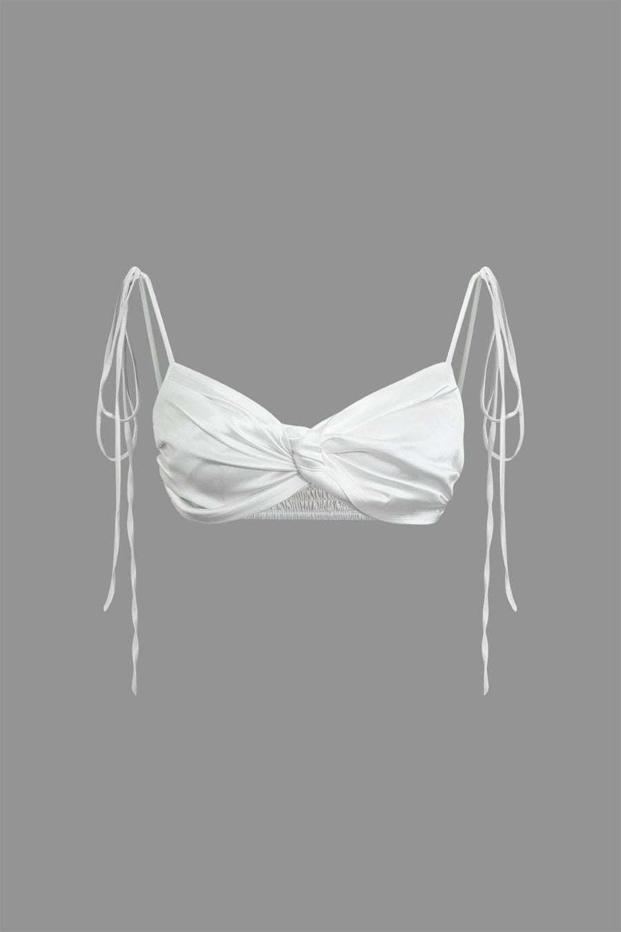 Elizabeth | Ein Stück Satin-Top mit verstellbaren Schnürträgern & Knotendetail