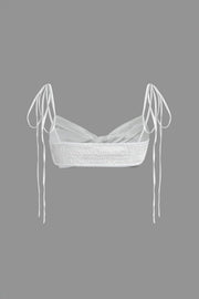 Elizabeth | Ein Stück Satin-Top mit verstellbaren Schnürträgern & Knotendetail
