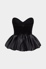 Jennifer | Corsagen-Top mit Herz-Ausschnitt und voluminösem Satin-Peplum