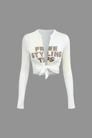 Edith | Stylisches Front-Tie-Shirt mit trendigem Schriftzug und engem Schnitt