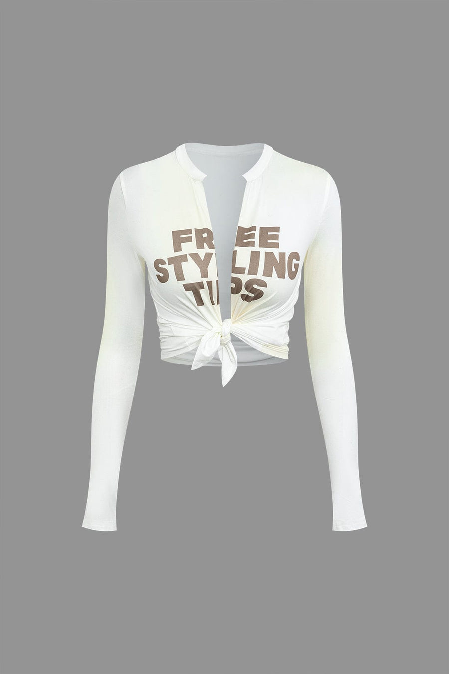 Edith | Stylisches Front-Tie-Shirt mit trendigem Schriftzug und engem Schnitt