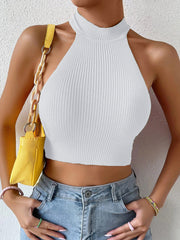 Damen Haltertop aus Rippstoff – Elastisch & Bauchfrei für den Sommer