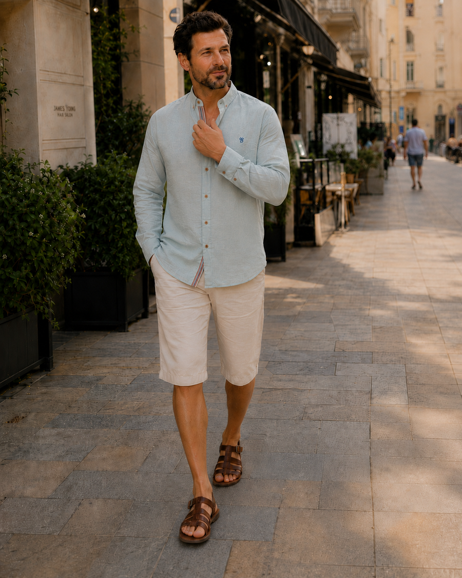 Camicia tradizionale da uomo | Camicia da uomo con collo alla coreana