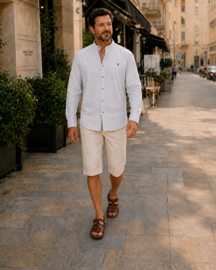 Camicia tradizionale da uomo | Camicia da uomo con collo alla coreana