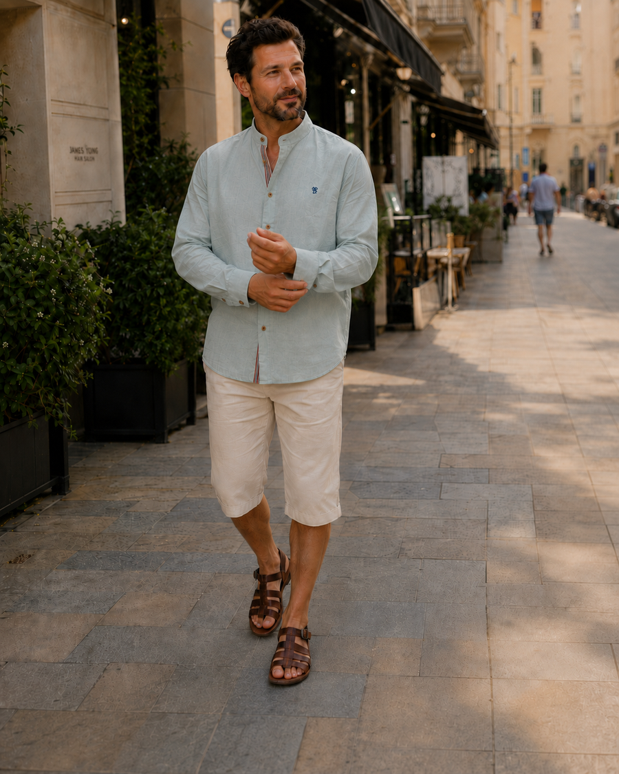 Camicia tradizionale da uomo | Camicia da uomo con collo alla coreana