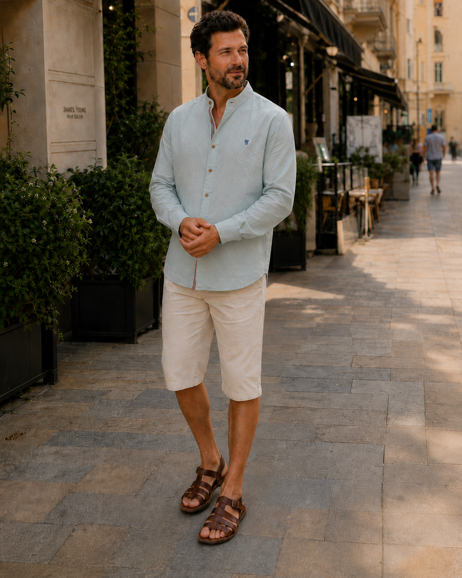 Camicia tradizionale da uomo | Camicia da uomo con collo alla coreana