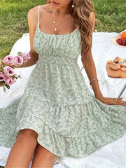 Tuija- Sommerkleid mit Spaghettiträgern und Blumenmuster