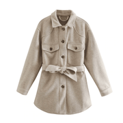 Übergangsjacke Damen | Kurzmantel Damen | Bindegürtel für stilvolle Wärme