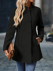 Übergangsjacke Damen – Kurzmantel mit Stehkragen & Knöpfen