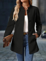 Übergangsjacke Damen – Kurzmantel mit Stehkragen & Knöpfen
