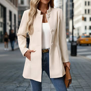 Übergangsjacke Damen – Kurzmantel mit Stehkragen & Knöpfen