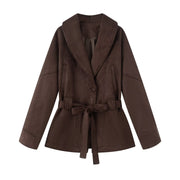 Übergangsjacke Damen | Kurzmantel Damen | Taillengürtel für elegante Silhouette