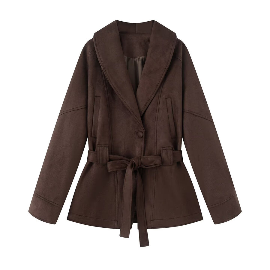 Übergangsjacke Damen | Kurzmantel Damen | Taillengürtel für elegante Silhouette
