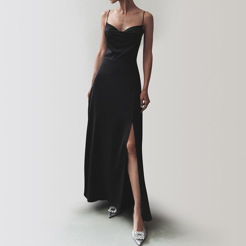Umni- Damen elegantes Maxikleid mit verführerischem Schlitz