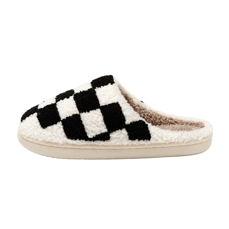 Unisex Hausschuhe Warmes Material Schachbrettmuster