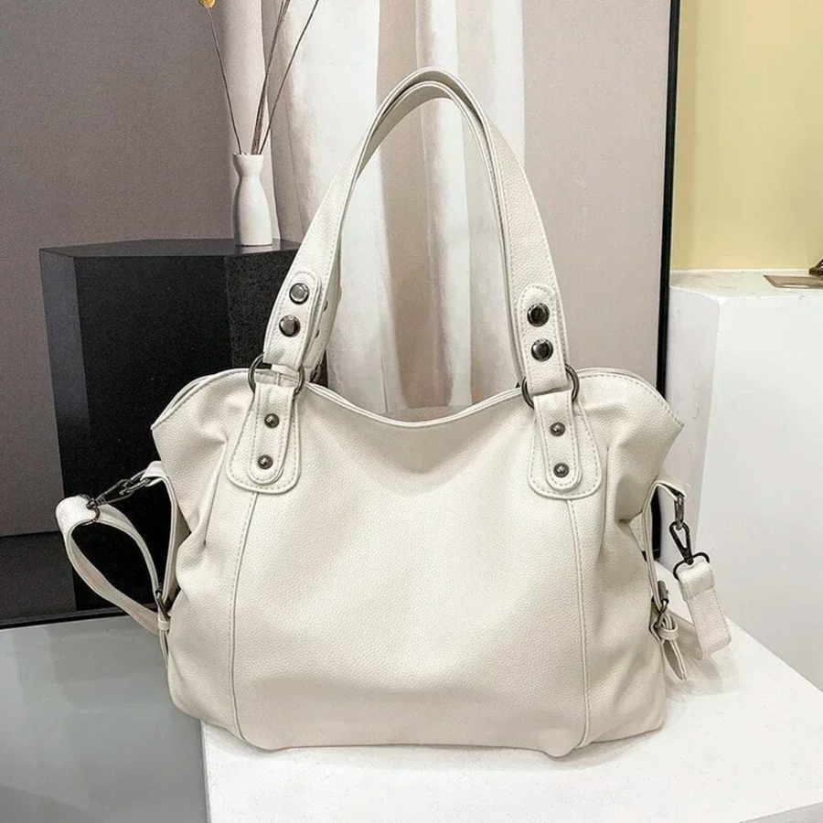 Leder Damen Schultertasche – Große Elegante Handtasche mit Reißverschluss