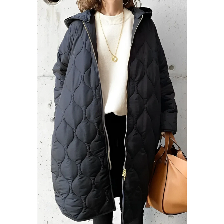 Damen Gestepptes Reißverschlussjacke | Lang