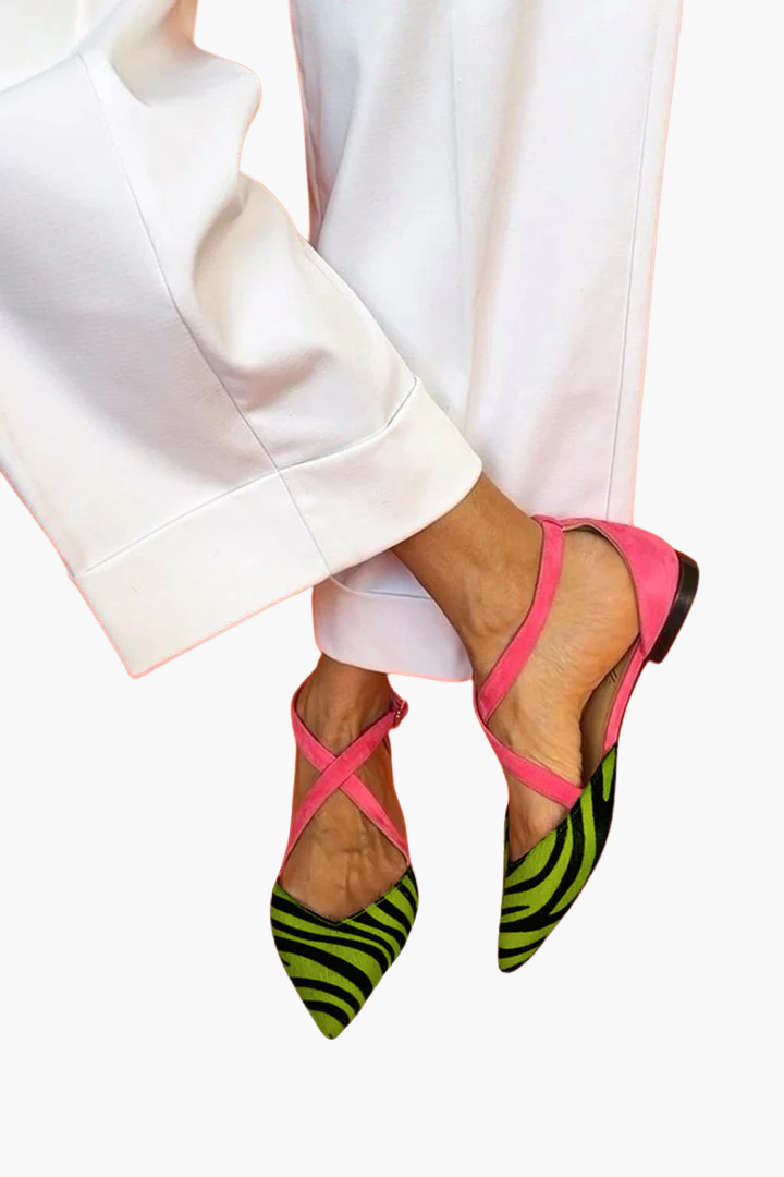 Zarella™ | Flache Sandalen im Zebramuster