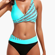 Glitzer Streifen Bikini - mit Damen High-Waist Schnitt