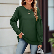 Damen Langarm Pullover – Casual Oversized Sweatshirt – Bequemer Rundhalsausschnitt