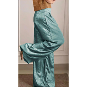 Chloe - Hoch taillierte Hose aus Satin mit weitem Bein | Glamorous Comfort Hose damen