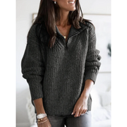 Damen Winter Strickpullover | Mit Reißverschluss