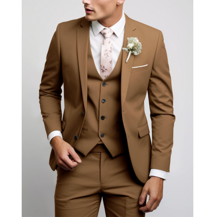 Slim Fit 3-Teiliger Hochzeitsgast Anzug für Herren | Formell
