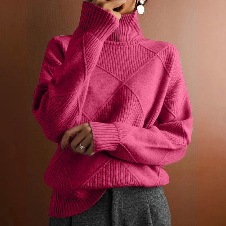 Rauten-Rollkragenpullover – Raffinierte Wärme mit modernem Stil