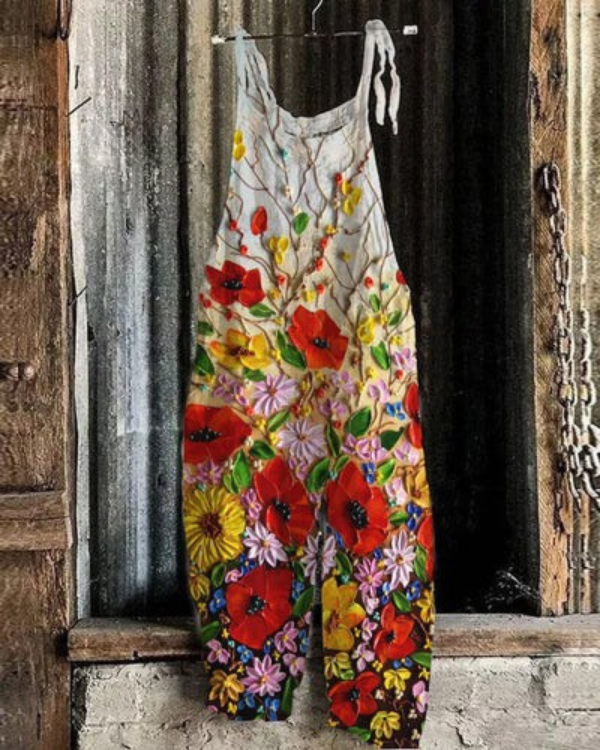 Ayanda – Bequemer Overall Mit Blumenmuster