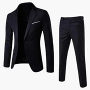 Herren Sommer Anzug Zweiteiler mit Revers und Flatfront Hose