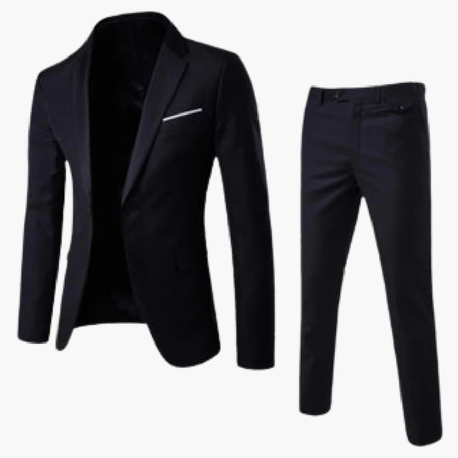 Herren Sommer Anzug Zweiteiler mit Revers und Flatfront Hose