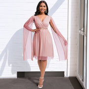 Urania- Damen Abendkleid mit elegantem Schößchen und Ärmeln