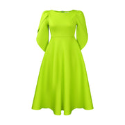 Urszula- Damen A-linien Kleid mit eleganten Puffärmeln