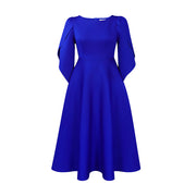Urszula- Damen A-linien Kleid mit eleganten Puffärmeln