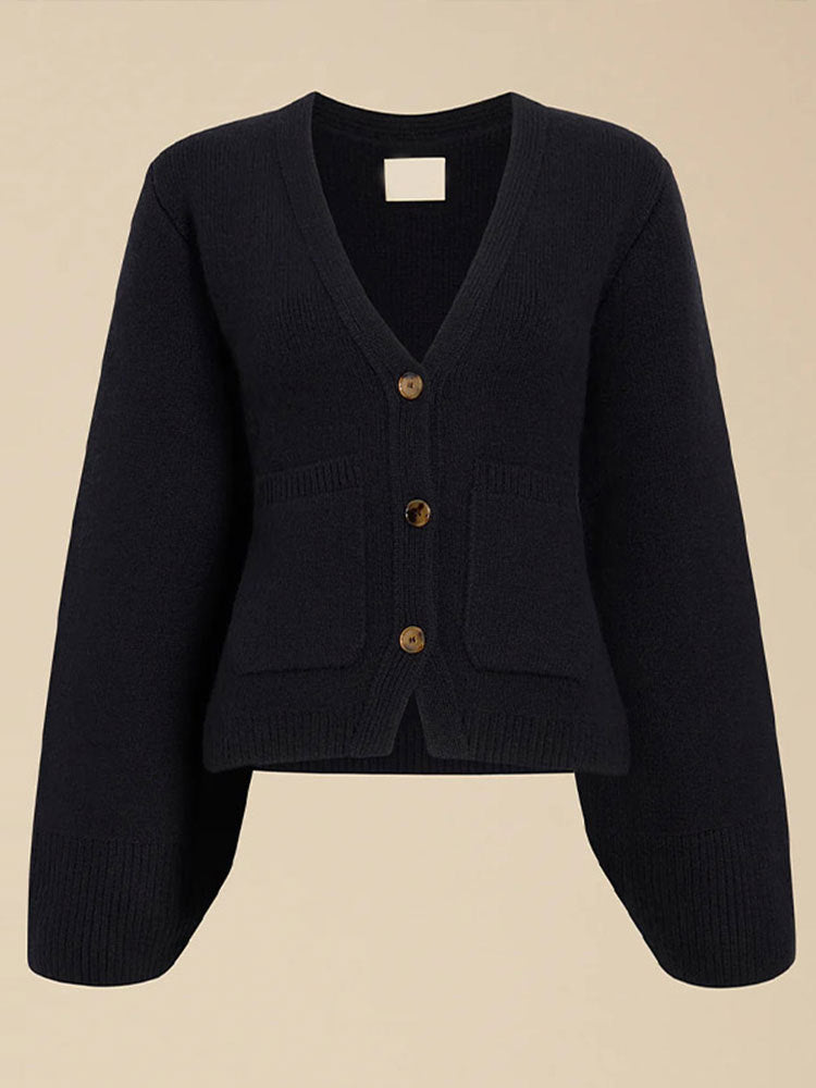 V-Ausschnitt Strickjacke mit Eleganter Struktur