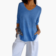 T-shirt donna scollo a V | Top casual base, manica corta estiva
