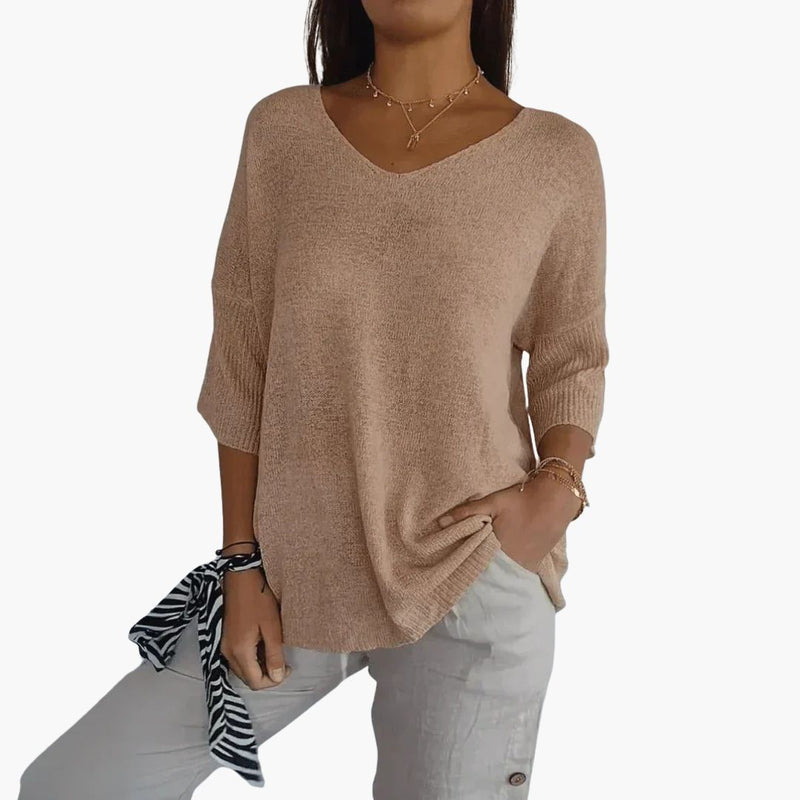 T-shirt donna scollo a V | Top casual base, manica corta estiva