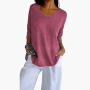 T-shirt donna scollo a V | Top casual base, manica corta estiva