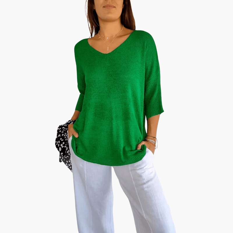 T-shirt donna scollo a V | Top casual base, manica corta estiva