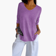 T-shirt donna scollo a V | Top casual base, manica corta estiva