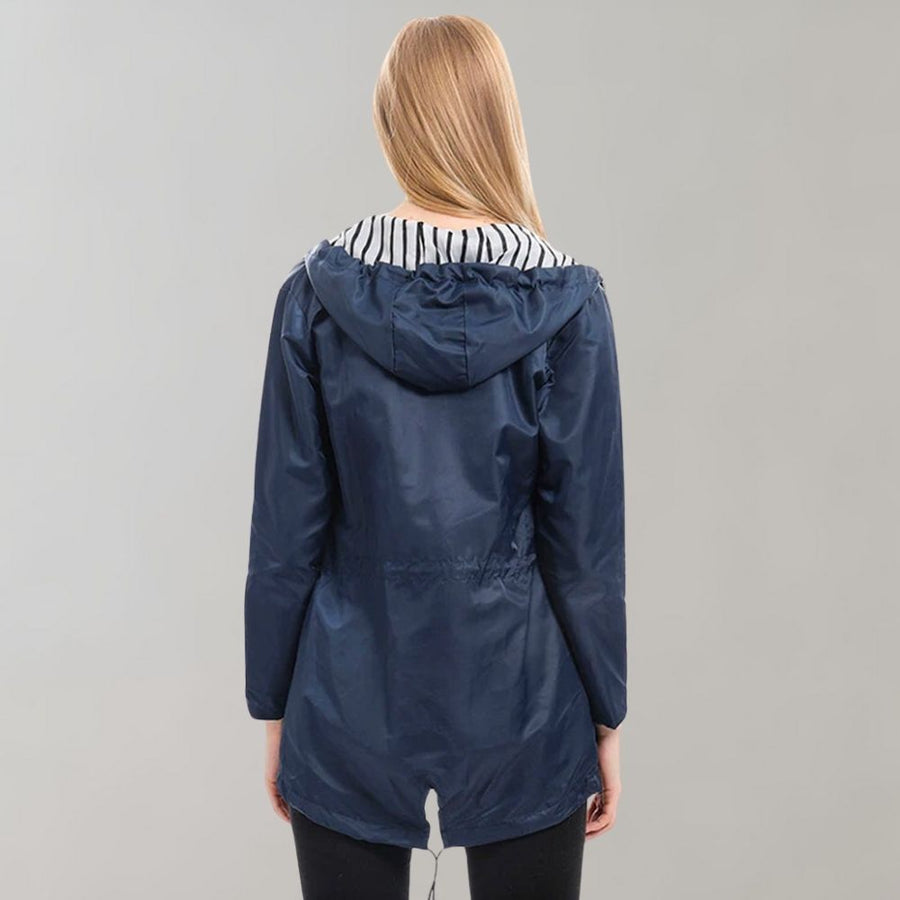 Damen Lange Regenjacke | Mit Kapuze