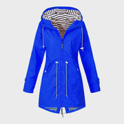 Damen Lange Regenjacke | Mit Kapuze