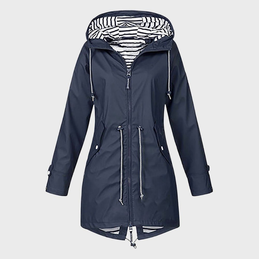 Damen Lange Regenjacke | Mit Kapuze