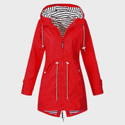 Damen Lange Regenjacke | Mit Kapuze
